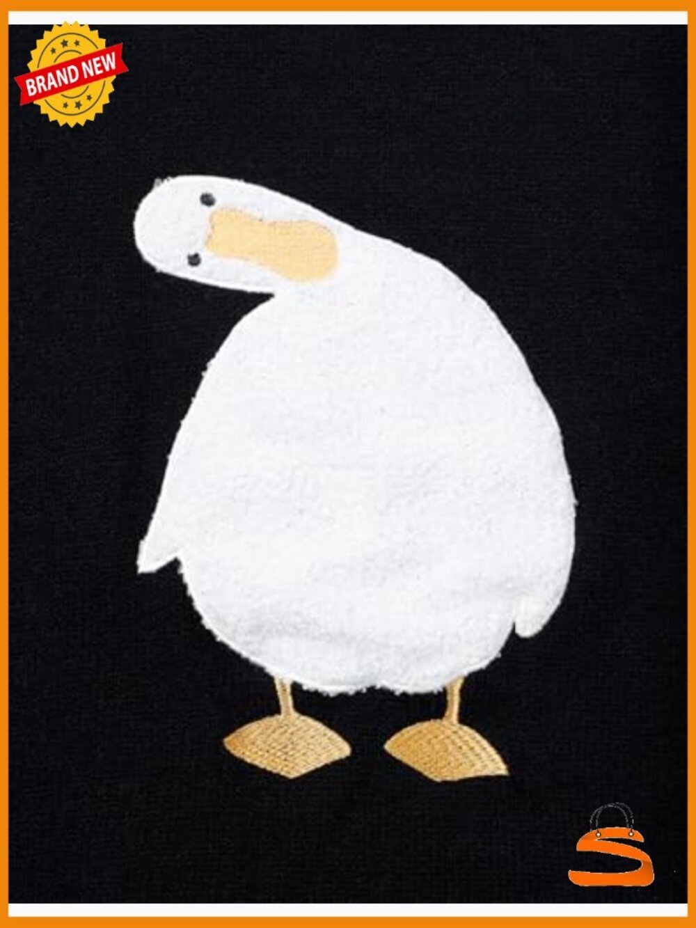 Oversized Duck Graphic Knit Crewneck Pullover Streetwear Unisex - Picture 3 of 6